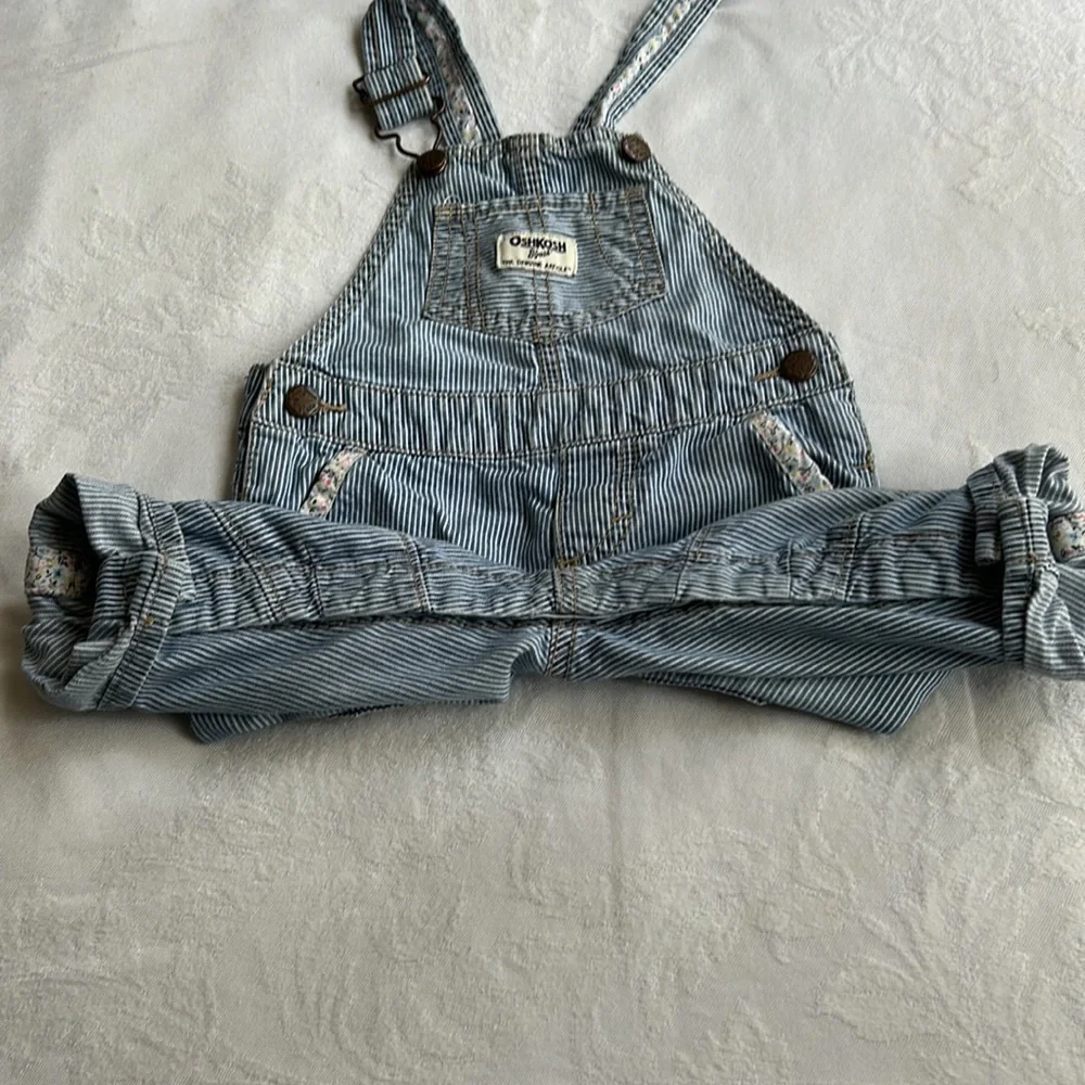 COPY - Vintage baby toddler OshKosh Bgosh striped overalls 12 mo. w/ floral pri…